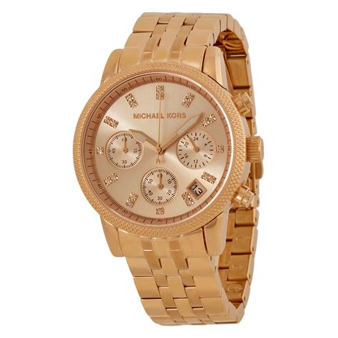 michael kors rose gold with diamonds watch|michael kors ritz chronograph.